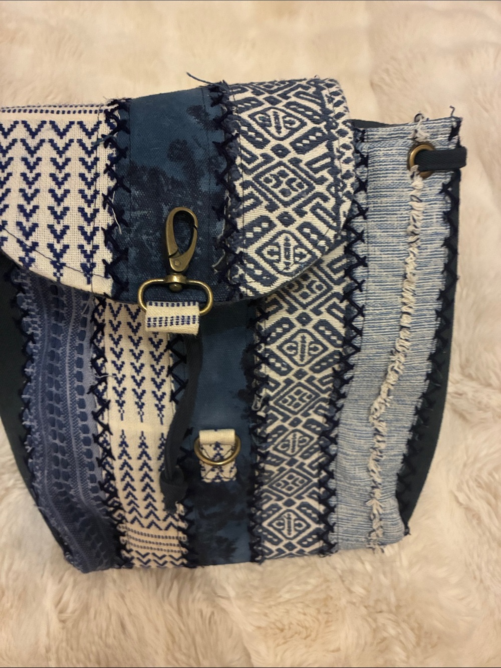 Demdaco Blue Patchwork Boho Backpack - Picture 4 of 4